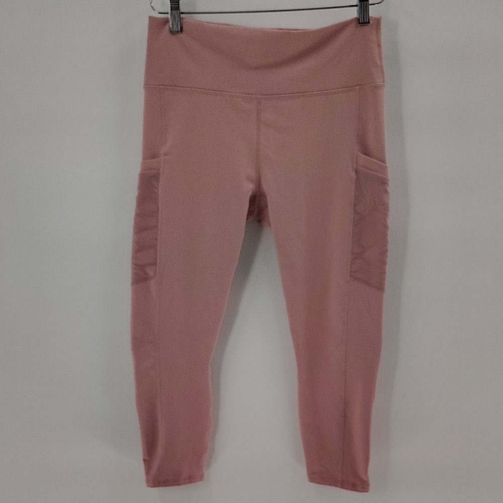 Powerhold By Fablerics Athletic Leggings Size Large Pink Cropped Side Pockets